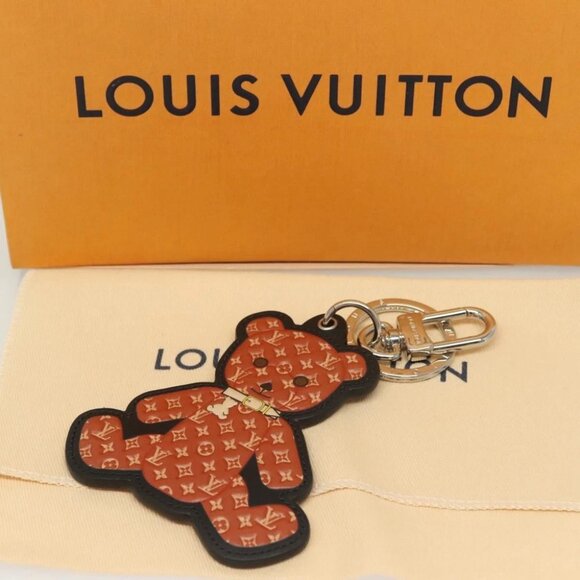 LOUIS VUITTON Porte Cles Teddy Bear Charm Leather Brown - Picture 2 of 8
